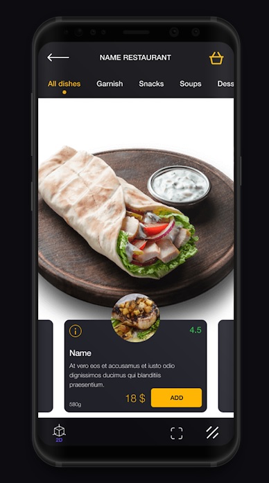 Photo 1 - Platform for restaurants to view and order dishes using AR